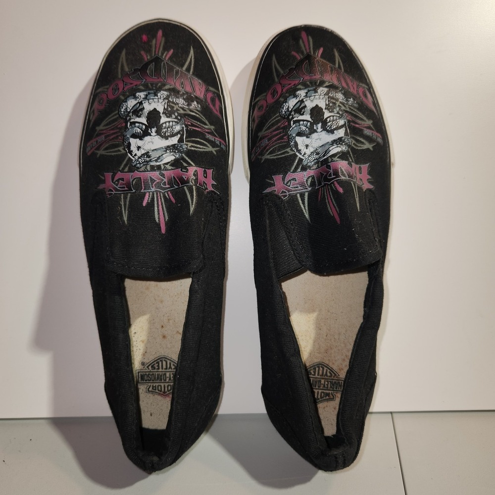Harley-Davidson Men's Black Round Toe Slip On Casual Shoes - Men's 7.5 Women's 9